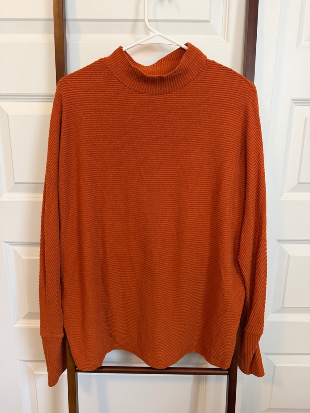 bp Rust Orange Ribbed Mock Neck Sweater